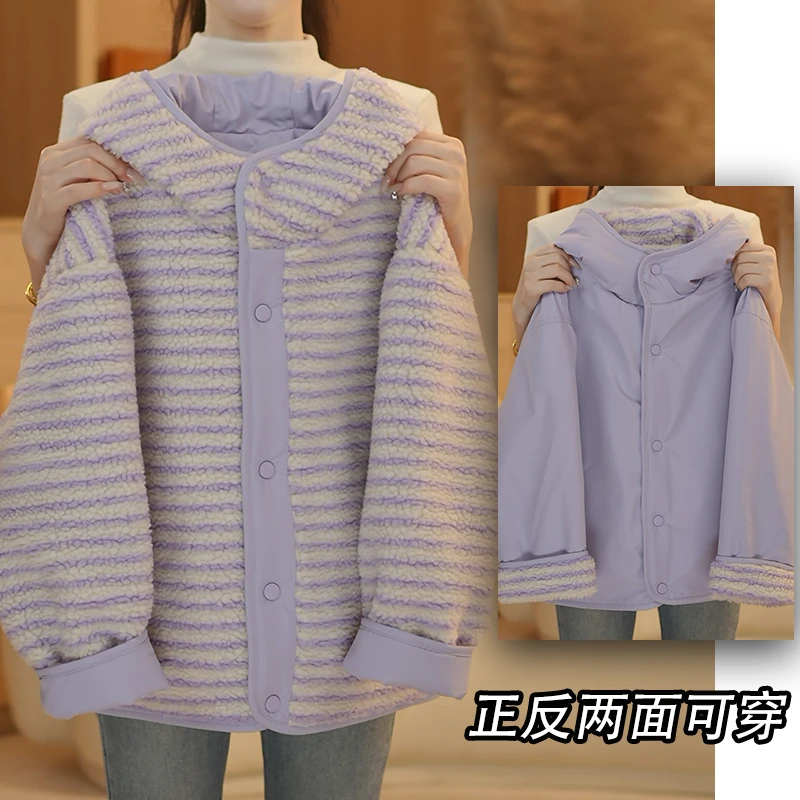 女童双面穿外套2025新款洋气女孩秋冬装加厚棉服上衣WT-25091