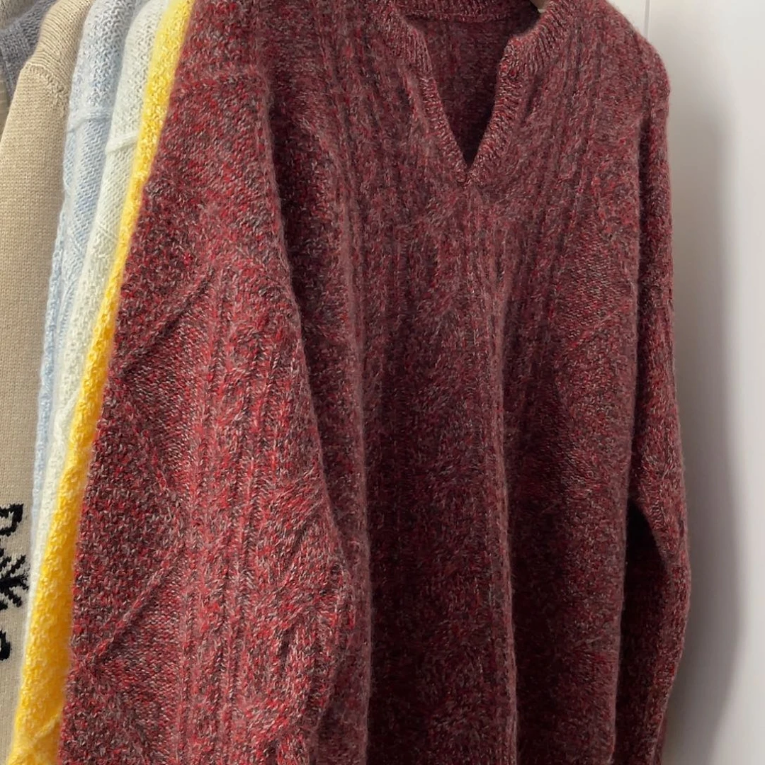 剪刀领 花纱 羊绒衫