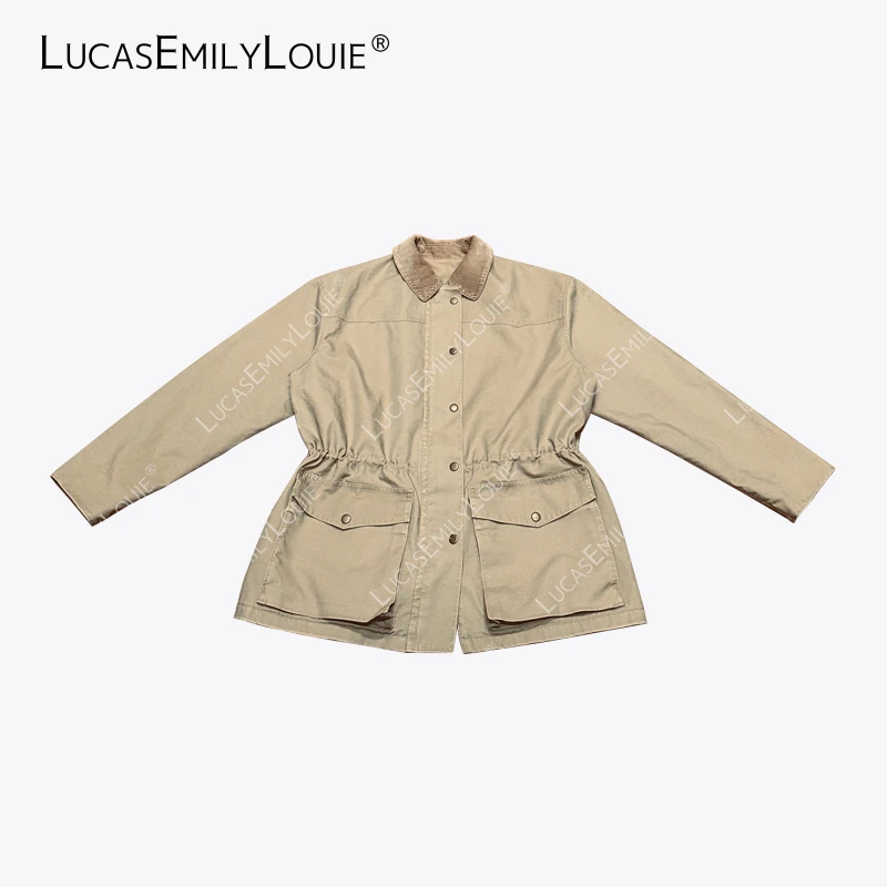 LUCASEMILYLOUIE 复古经典擦色做旧翻领风衣外套2411228