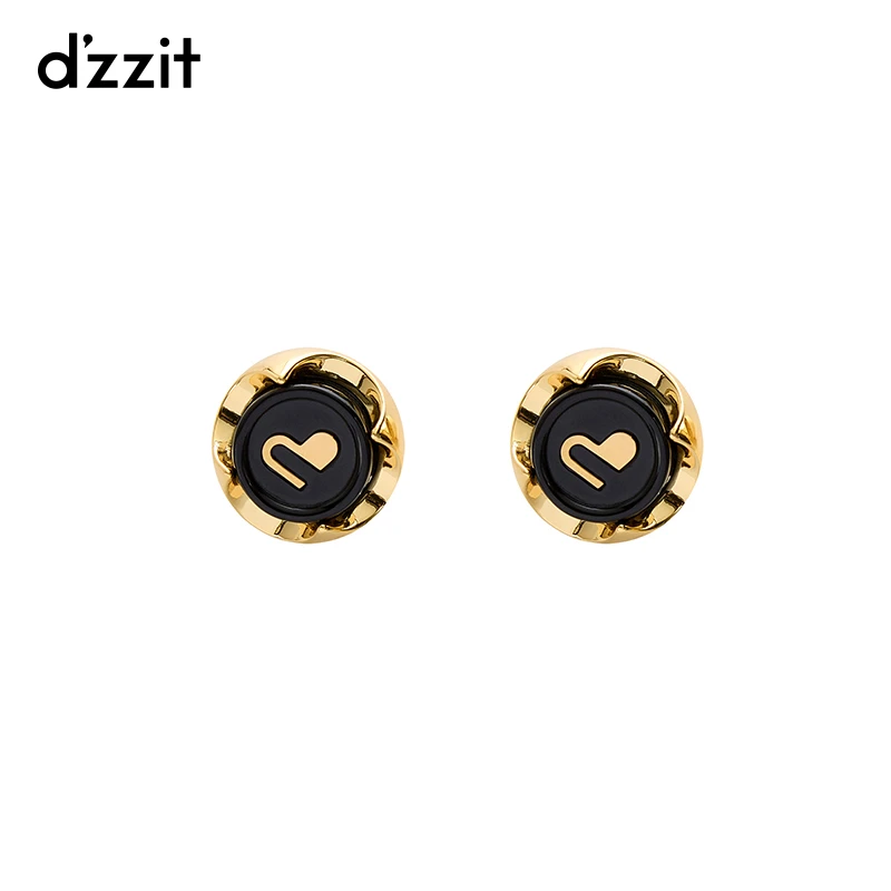 铜合金耳饰 dzzit地素黑金耳环复古高级感爱心耳钉女3I3Z8088A