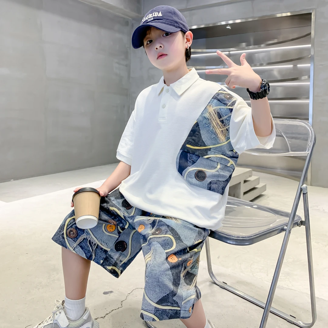 【高质量】男童套装儿童夏装两件套2025新款中大童两件套t恤套装潮