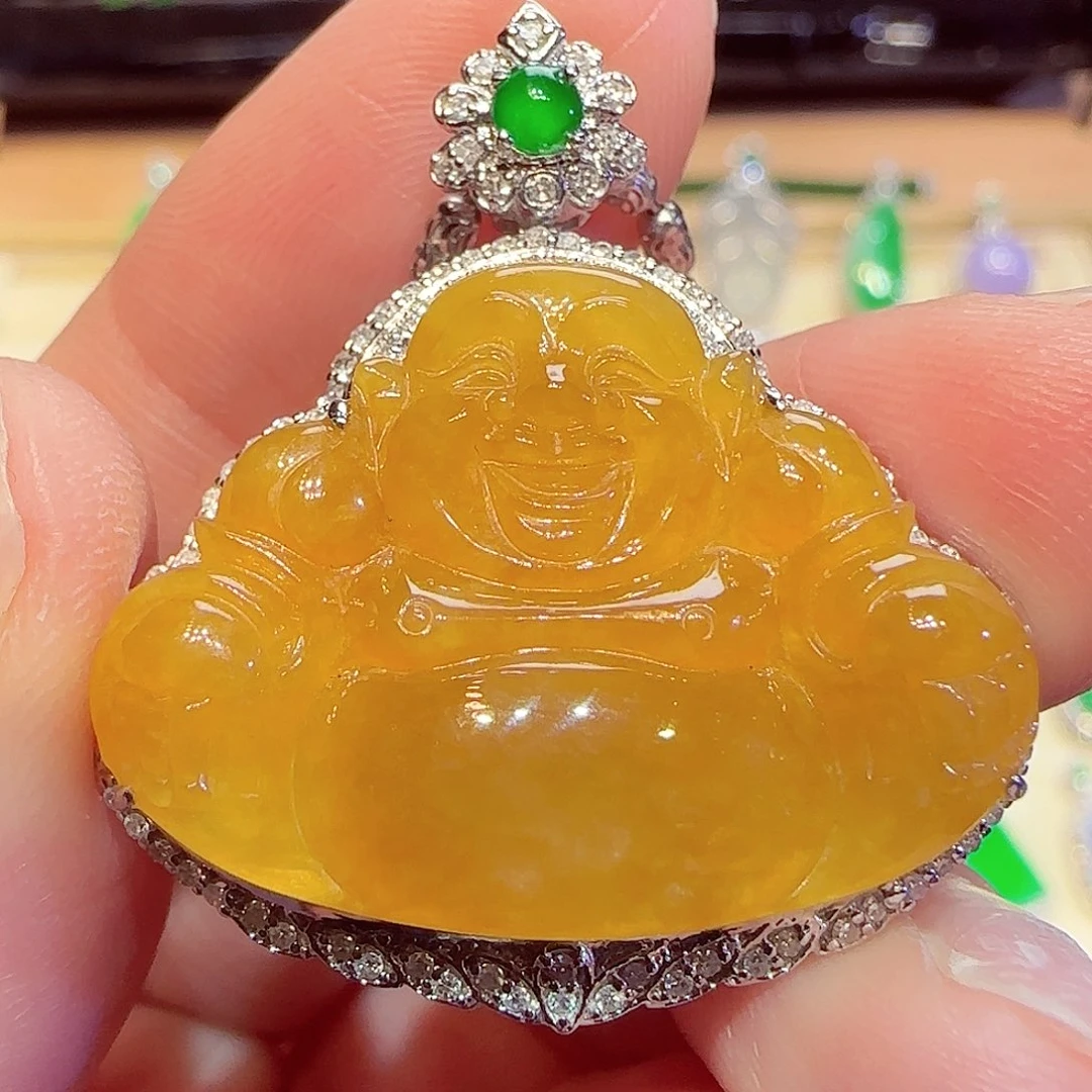 翡翠吊坠(不含链)18K金镶嵌