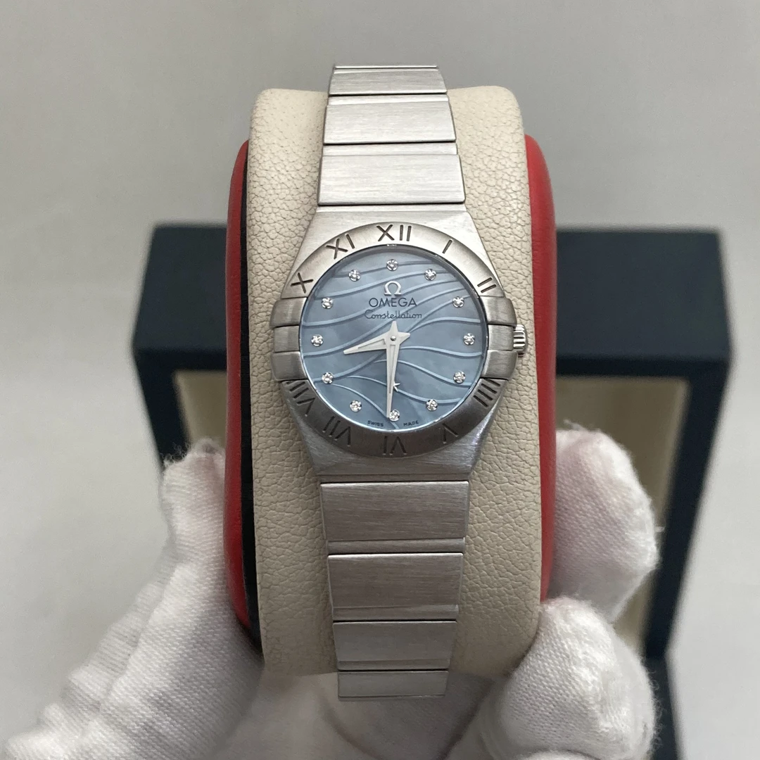 95新 Omega/欧米茄 24mm 欧米茄星座 原钻蓝贝母石英女士腕表