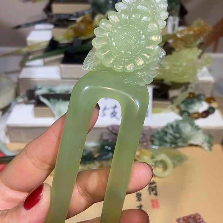 蛇纹石玉发饰未镶嵌