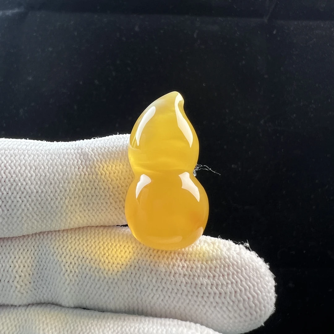 Y3518天然原矿蜜蜡鸡油黄葫芦15x30mm抖音基地质检发货