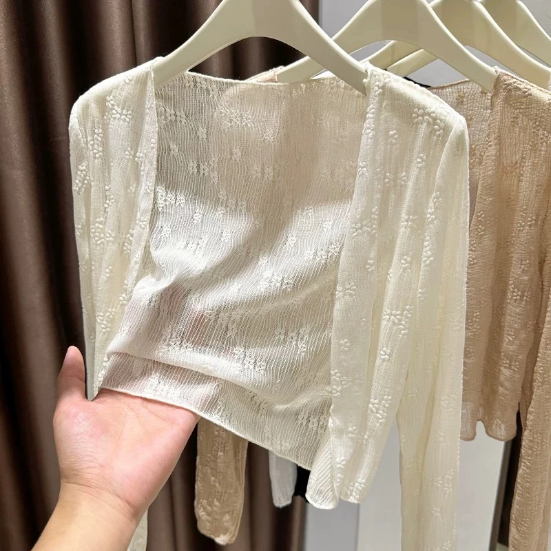 冰丝提花短款外搭百搭蕾丝小披肩夏季新款气质配吊牌裙开衫短外套