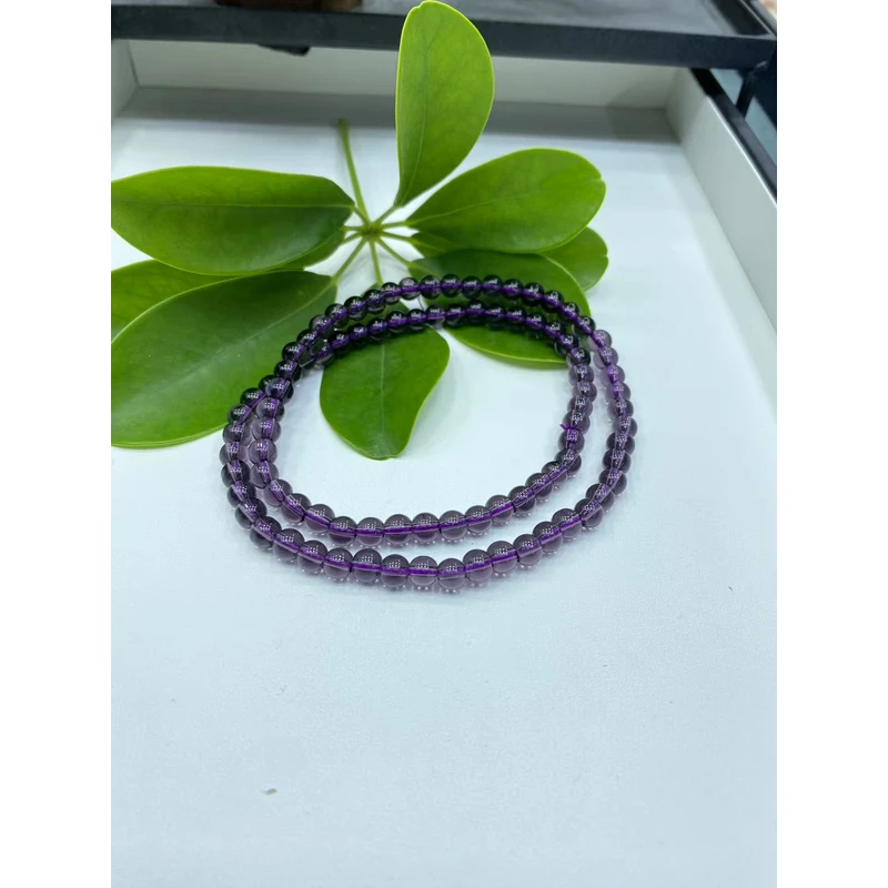 A018  6MM紫三圈手链