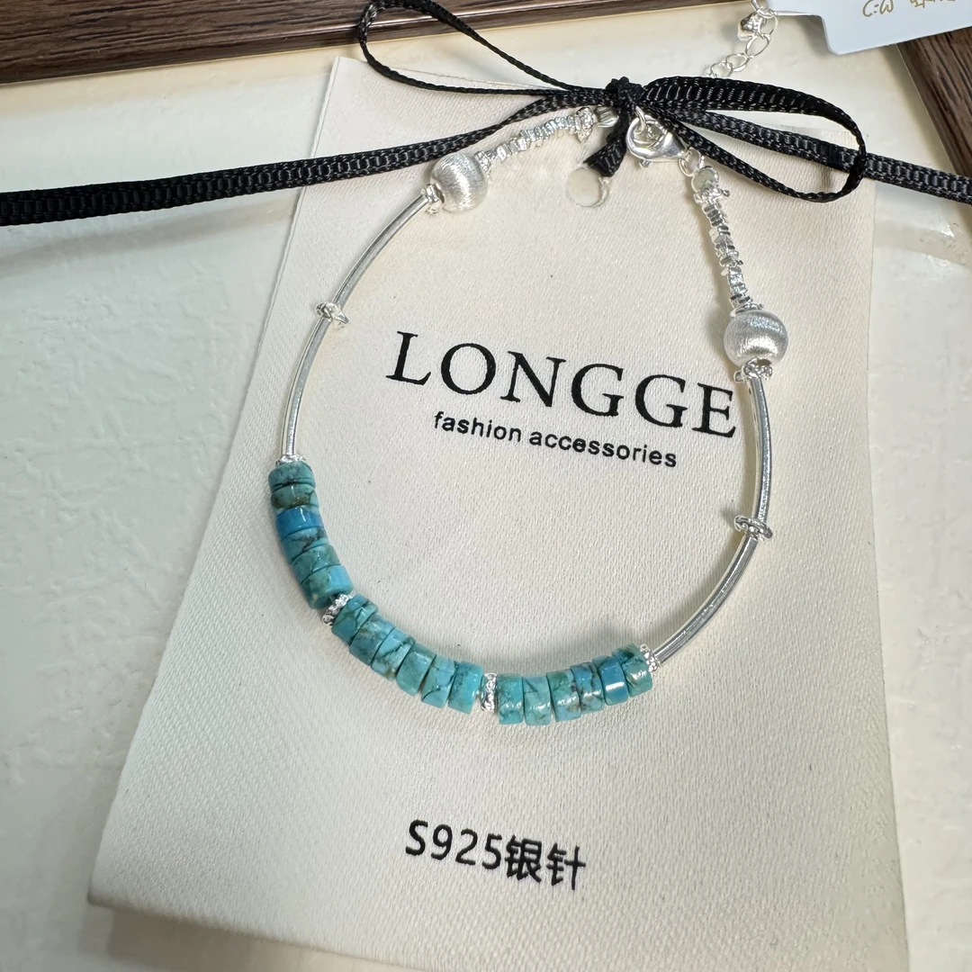 925银手链 925通体银手链绿石原创设计手链