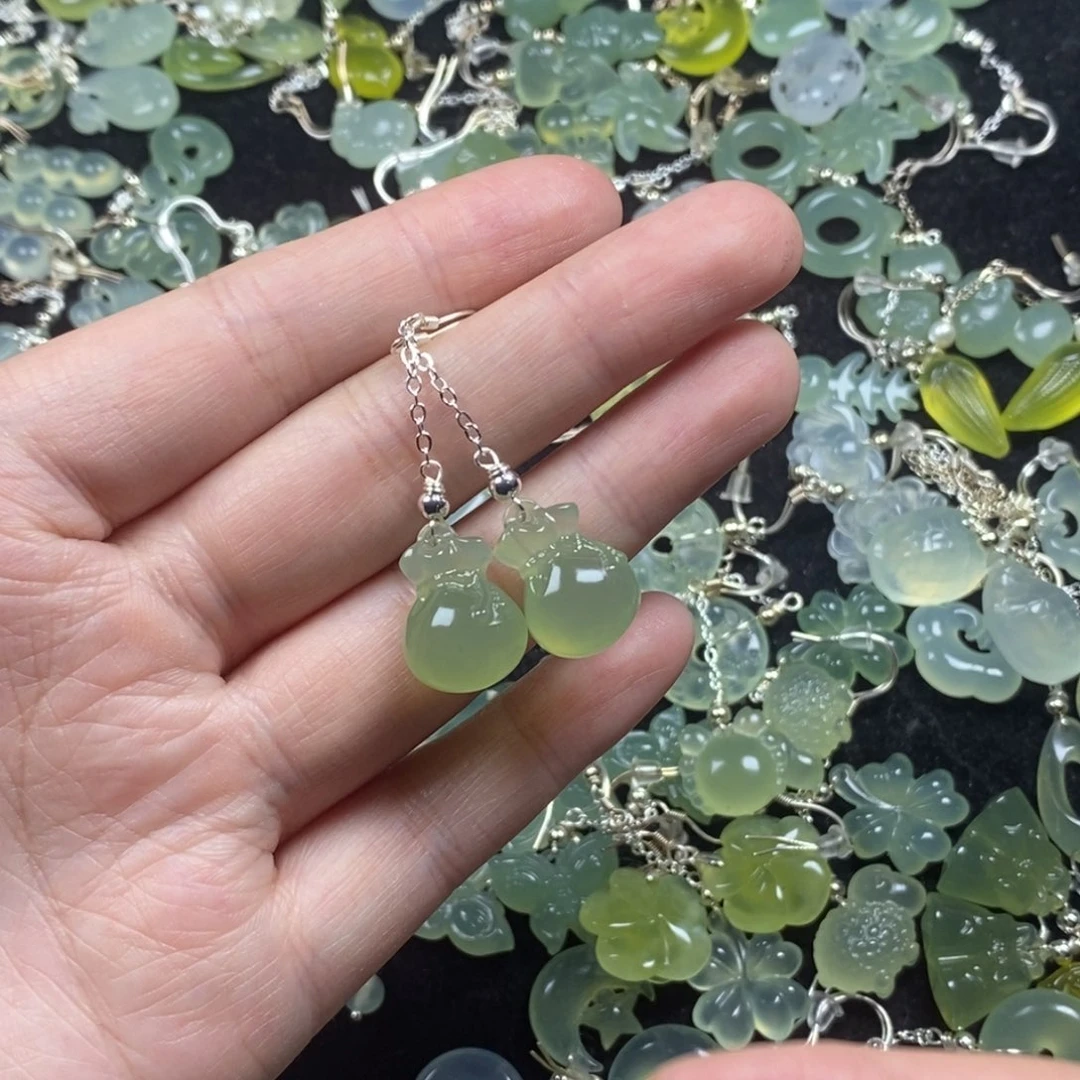 蛇纹石玉未镶嵌挂件耳饰耳环项链