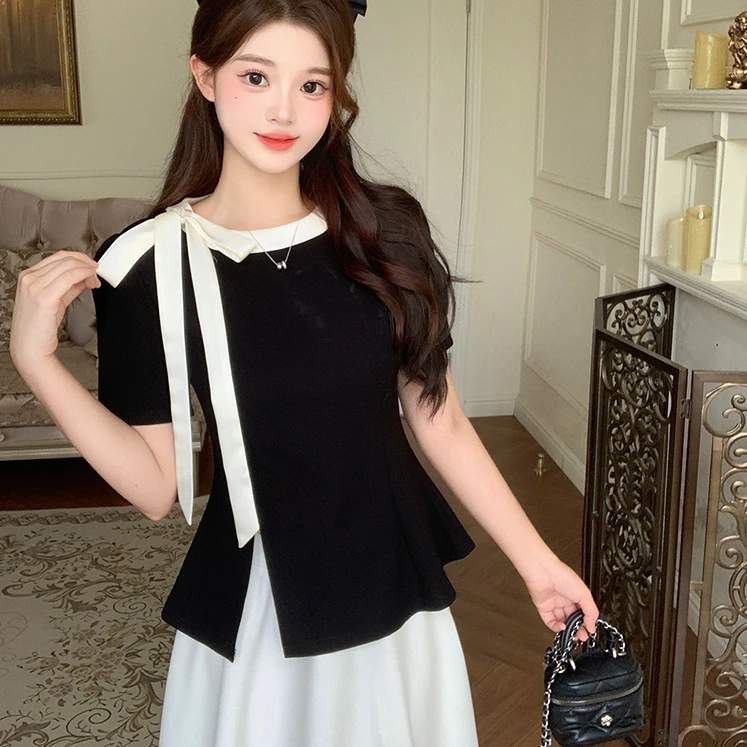 MZ021专享大码夏季小众设计感上衣气质时尚法式T恤显瘦遮肉短袖