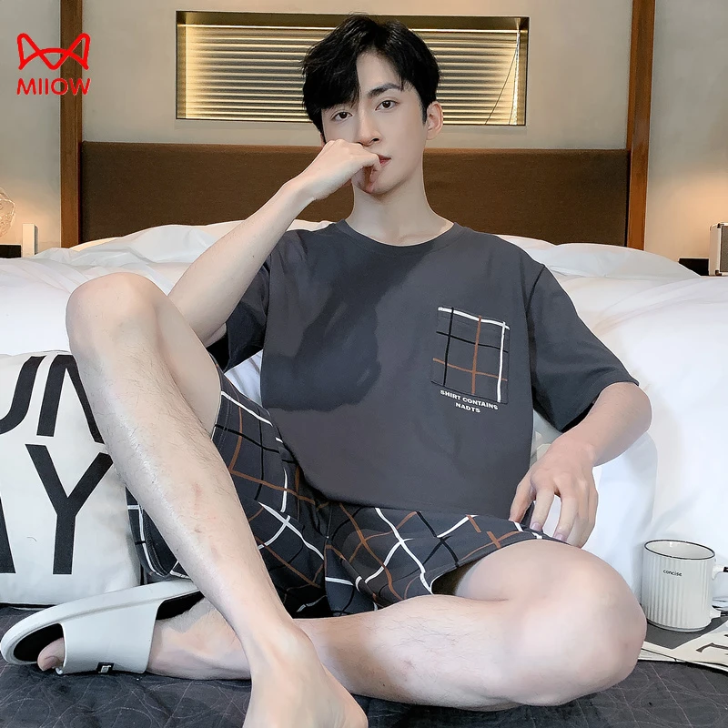 MiiOW/猫人家居服夏季舒适大码短袖宽松家居服纯棉时尚家居服