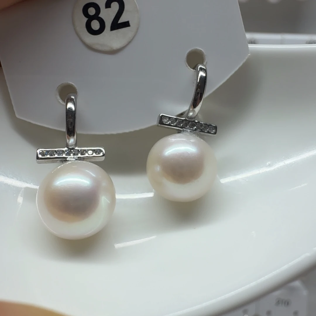 淡水珍珠耳饰银S925镶嵌珍珠