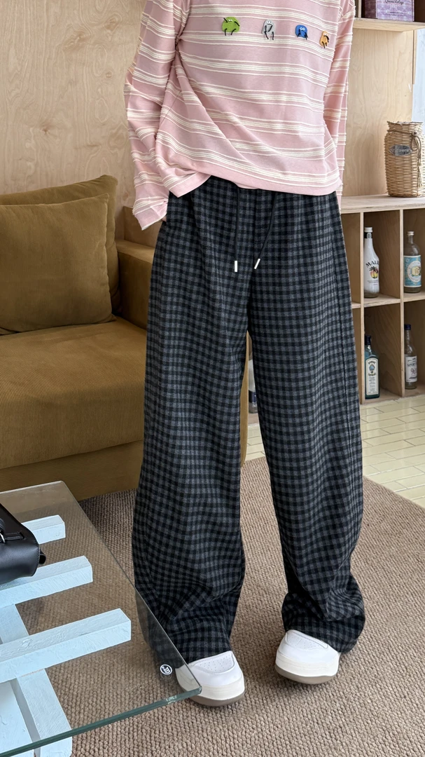 SEVENFUOO-【秋冬格子】休闲裤