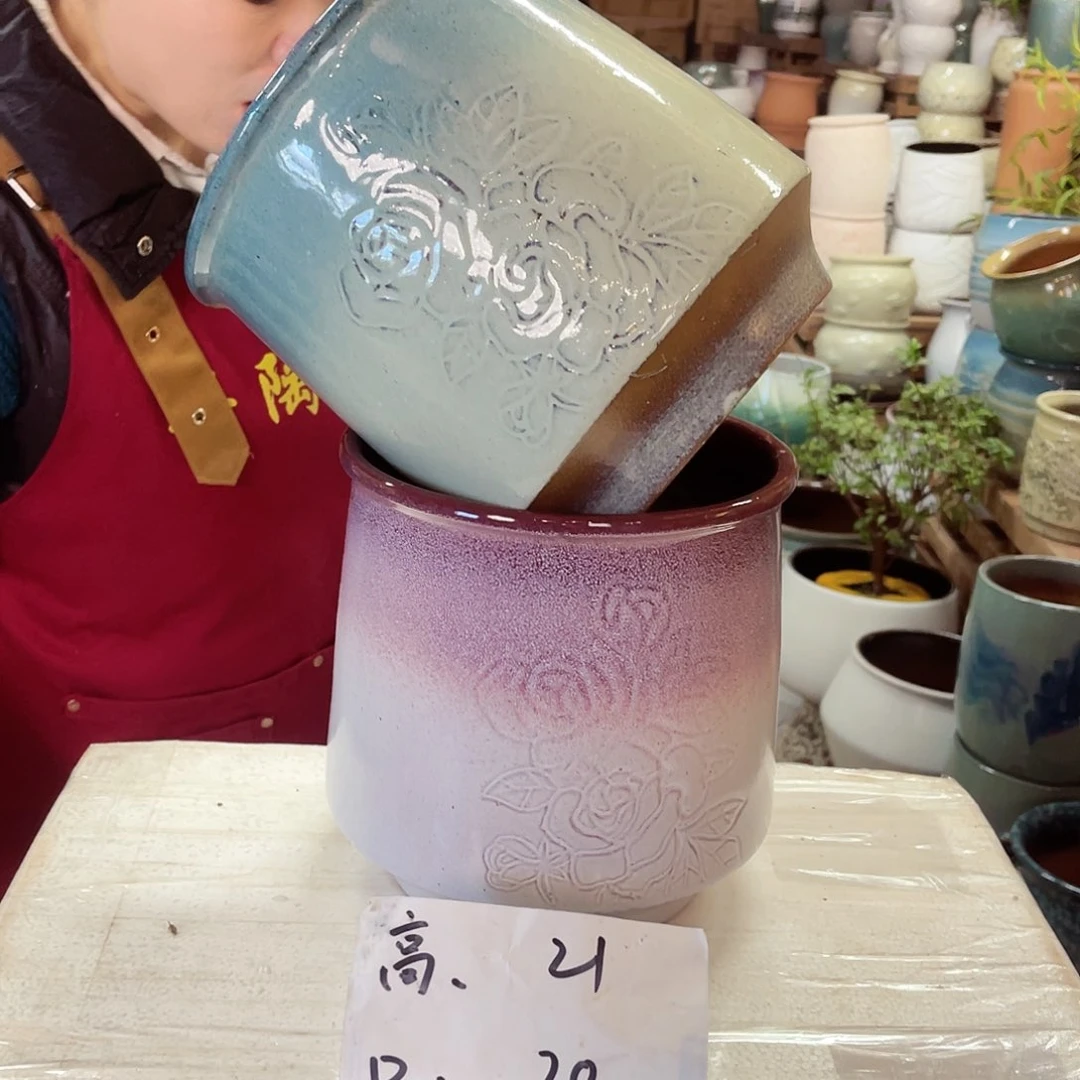 紫砂花盆高度21口径20
