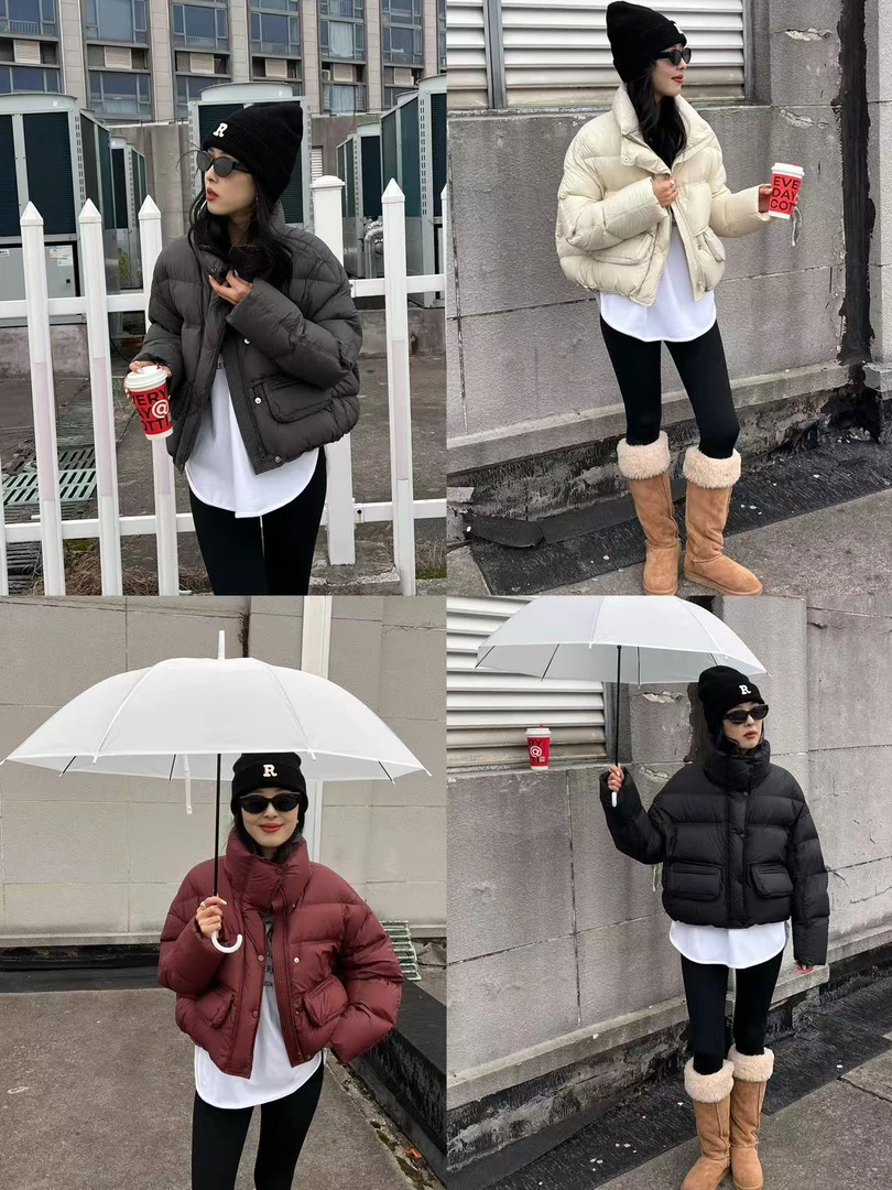 90白鸭绒 短款泡芙立领羽绒服HY-8139