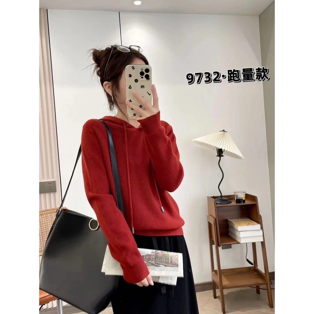（外单简约毛衣）9732新款连帽毛衣上衣时尚百搭简约气质毛衣