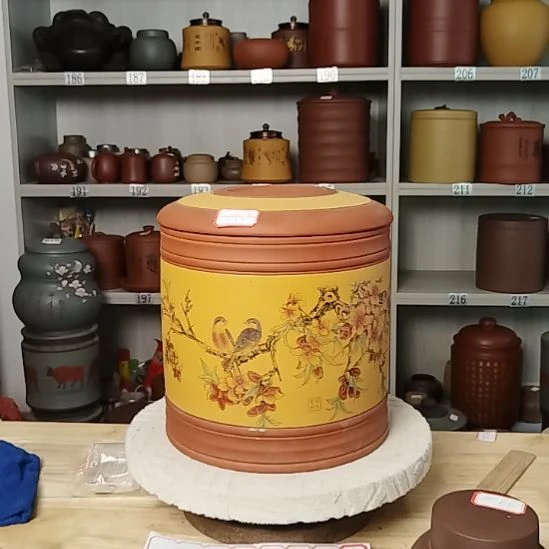 茶杯紫砂清水红泥花鸟款