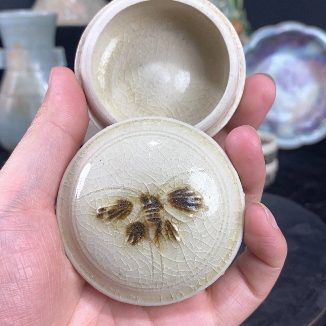 摆件醉*巩县窑粉盒瓷器