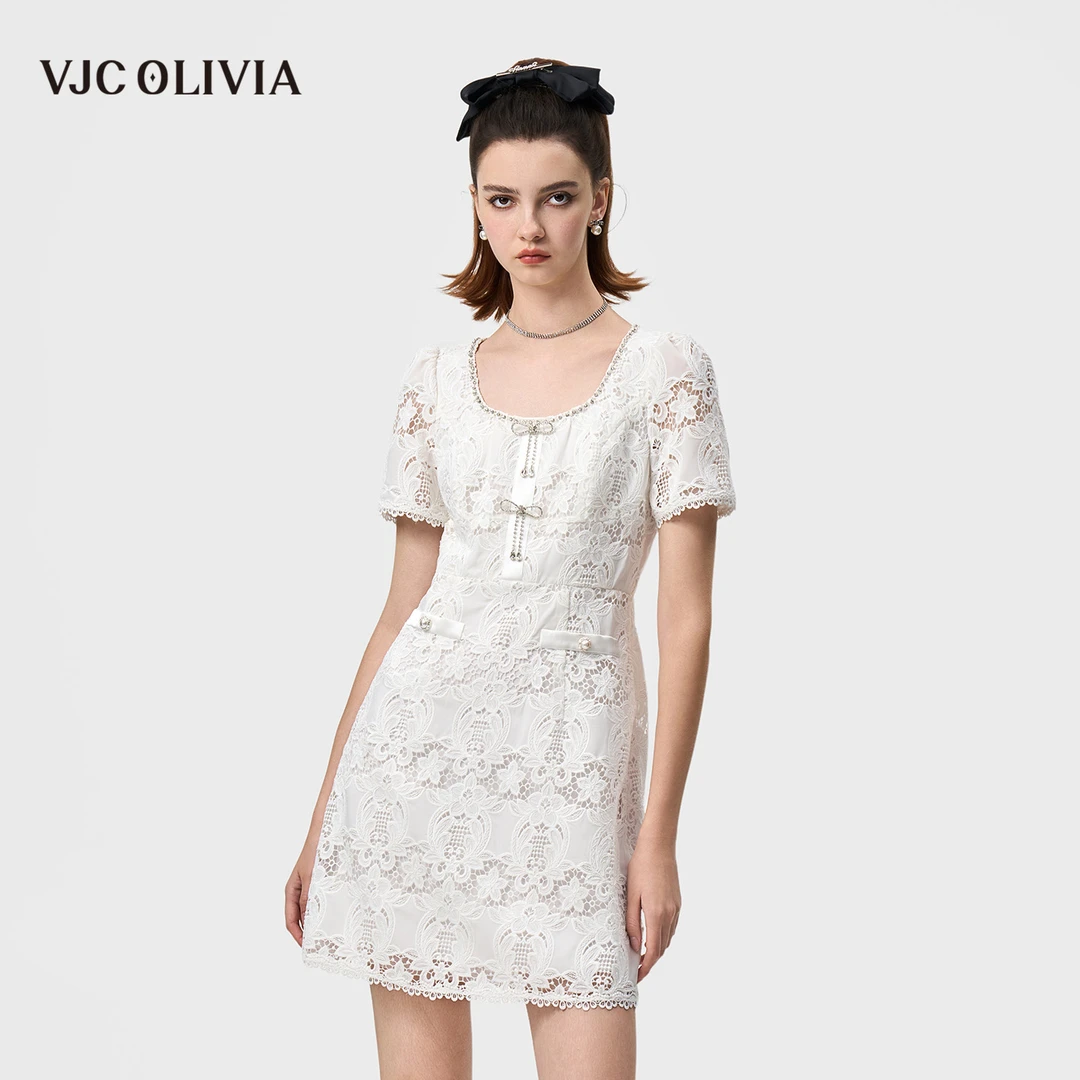 VJC OLIVIA不褪色简约通勤优雅藏肉连衣裙裙子夏季V25BT1156