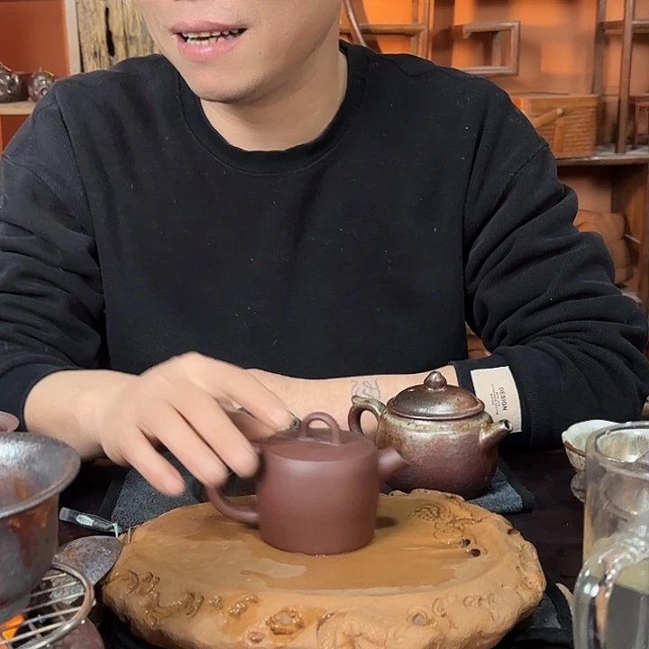 紫砂柴烧紫泥汉瓦