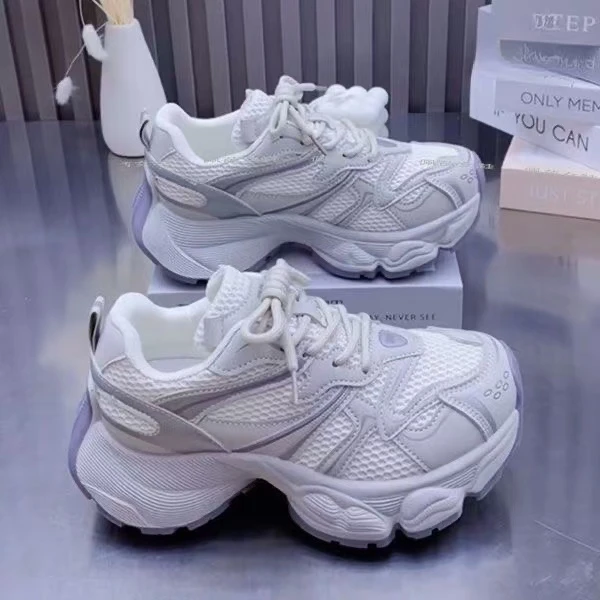 小个子增高学生运动休闲鞋老爹鞋女夏季薄款透气网面2025新款厚底