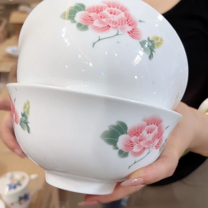 摆件景德镇高温陶瓷对花碗