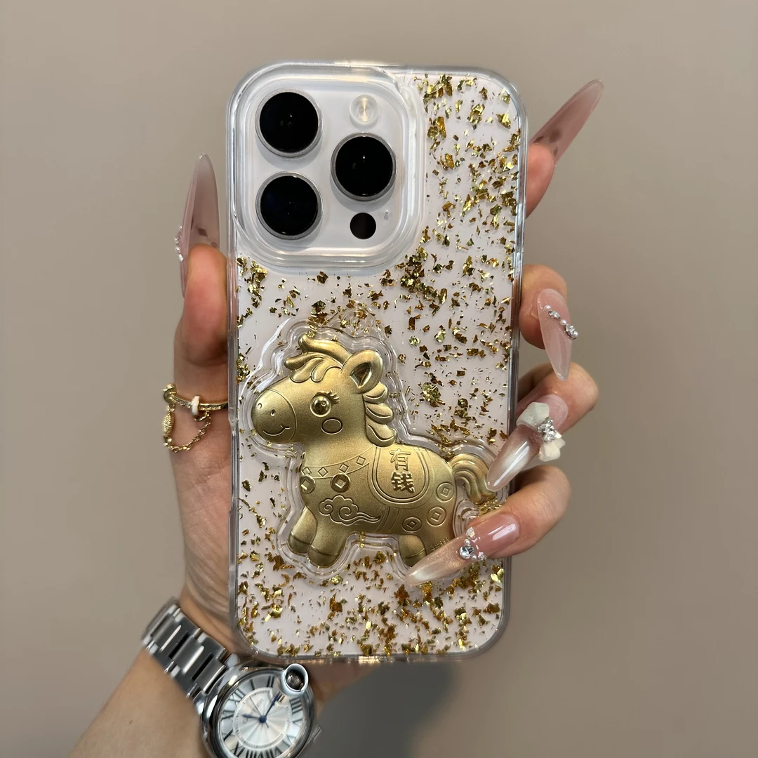 马上有钱立体滴胶适用苹果16peomax手机壳17pro时尚潮流15/14/13