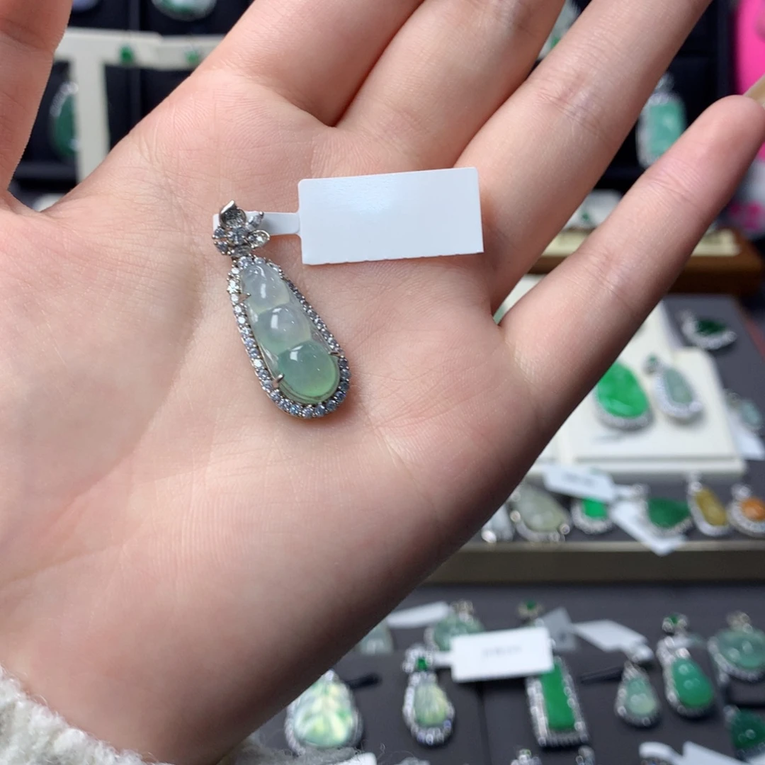 翡翠银S925镶嵌挂件