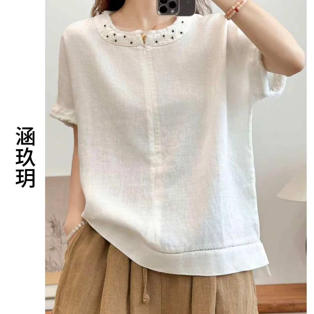 涵玖玥▪100%黄金纱雨露麻【织梦网】套衫别致半拉链上衣戒-25127