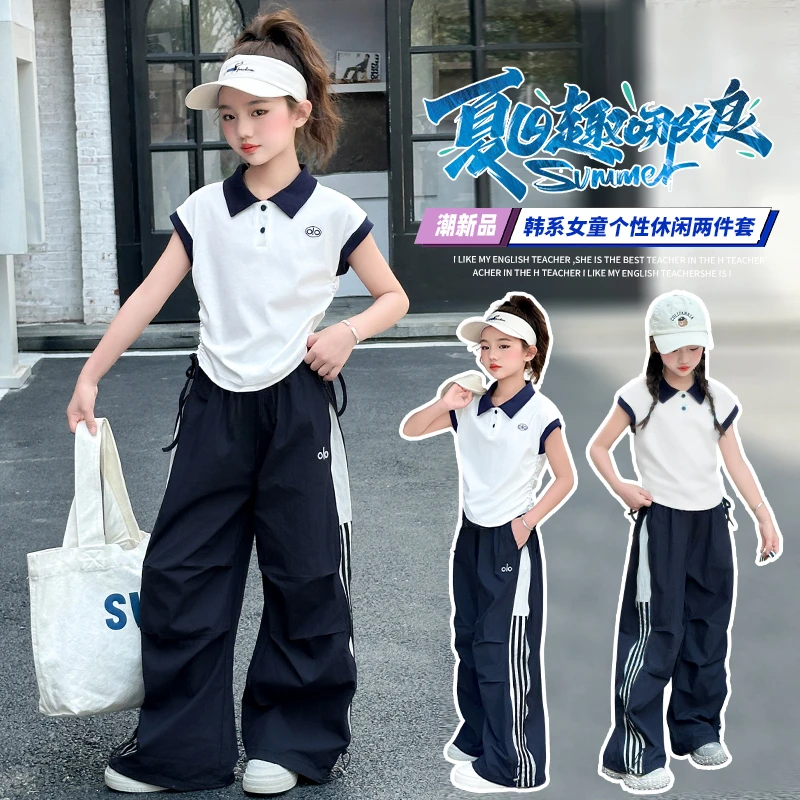 【思晨家】女童夏装polo衫套装2025新款韩版中大童速干裤女童夏装