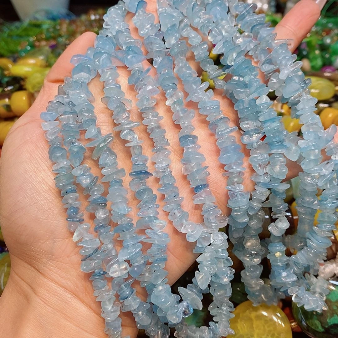 玛瑙/玉髓散珠天然海蓝宝碎碎绕手4圈