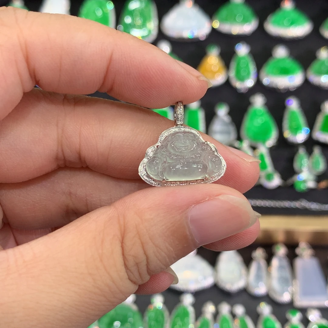 翡翠18K金镶嵌吊坠(不含链)吊坠