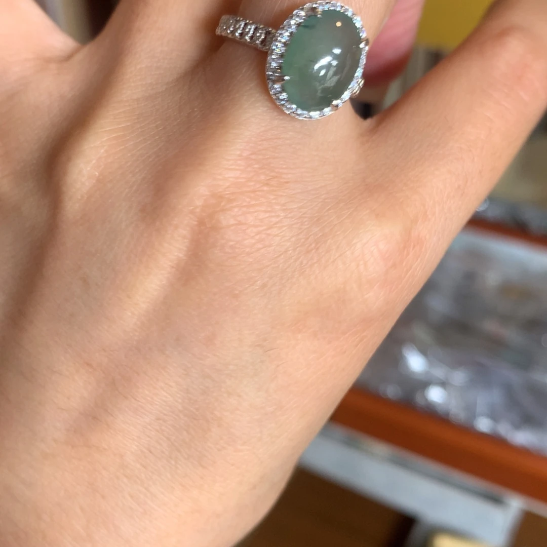 翡翠银S925镶嵌戒指