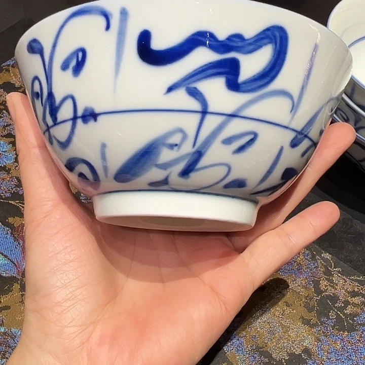 微瑕柴窑手工手绘刀字碗