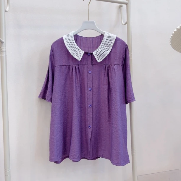 胖胖家*502新款翻领百搭显瘦娃娃版减龄半袖