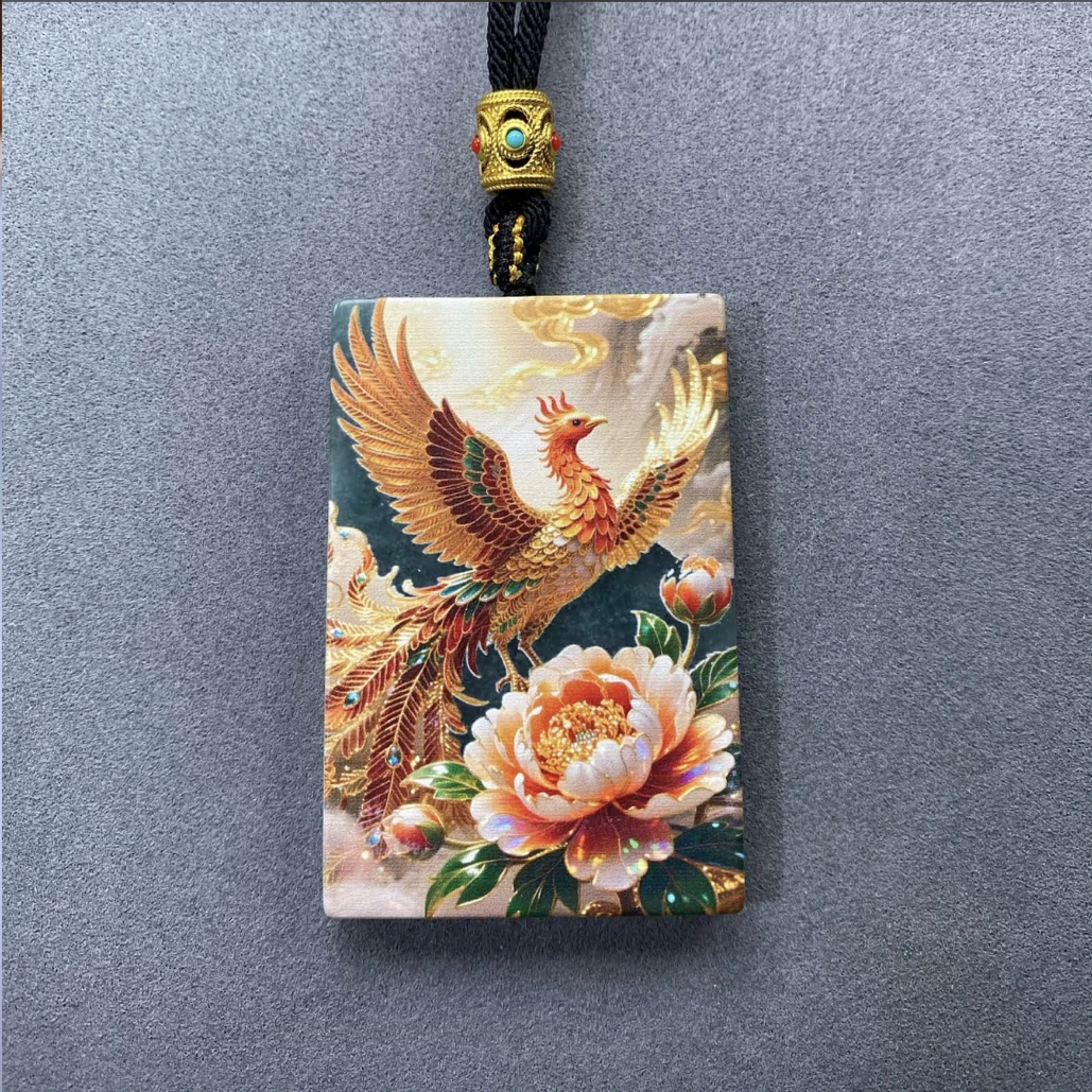 翡翠A货凤凰手工隐雕彩绘高60【超哥宠粉】