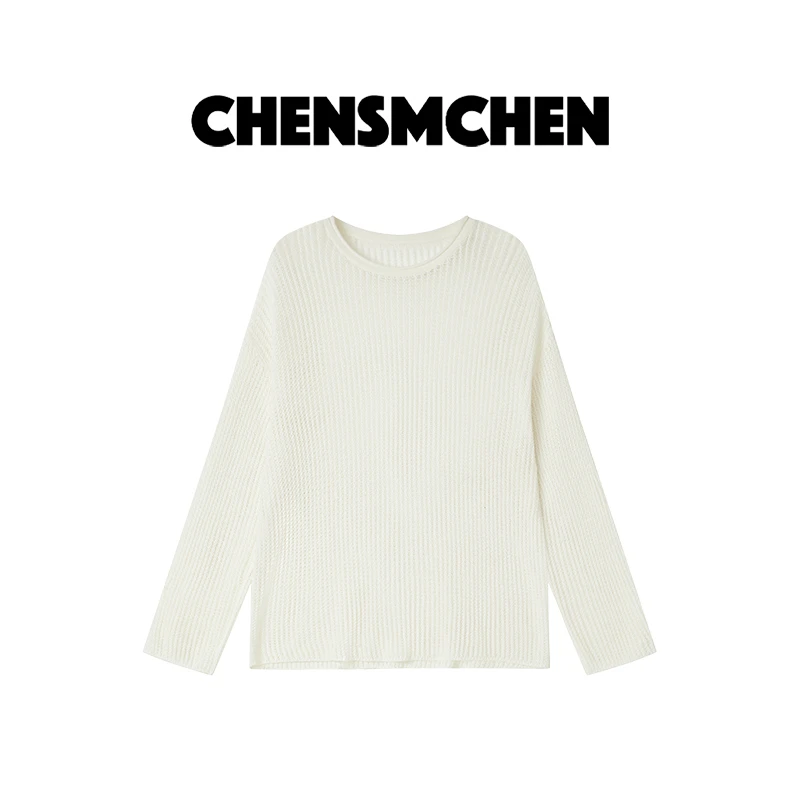 CHENSMCHEN 简约纯色休闲百搭针织衫女春季舒适显瘦上衣CSZ3025MX