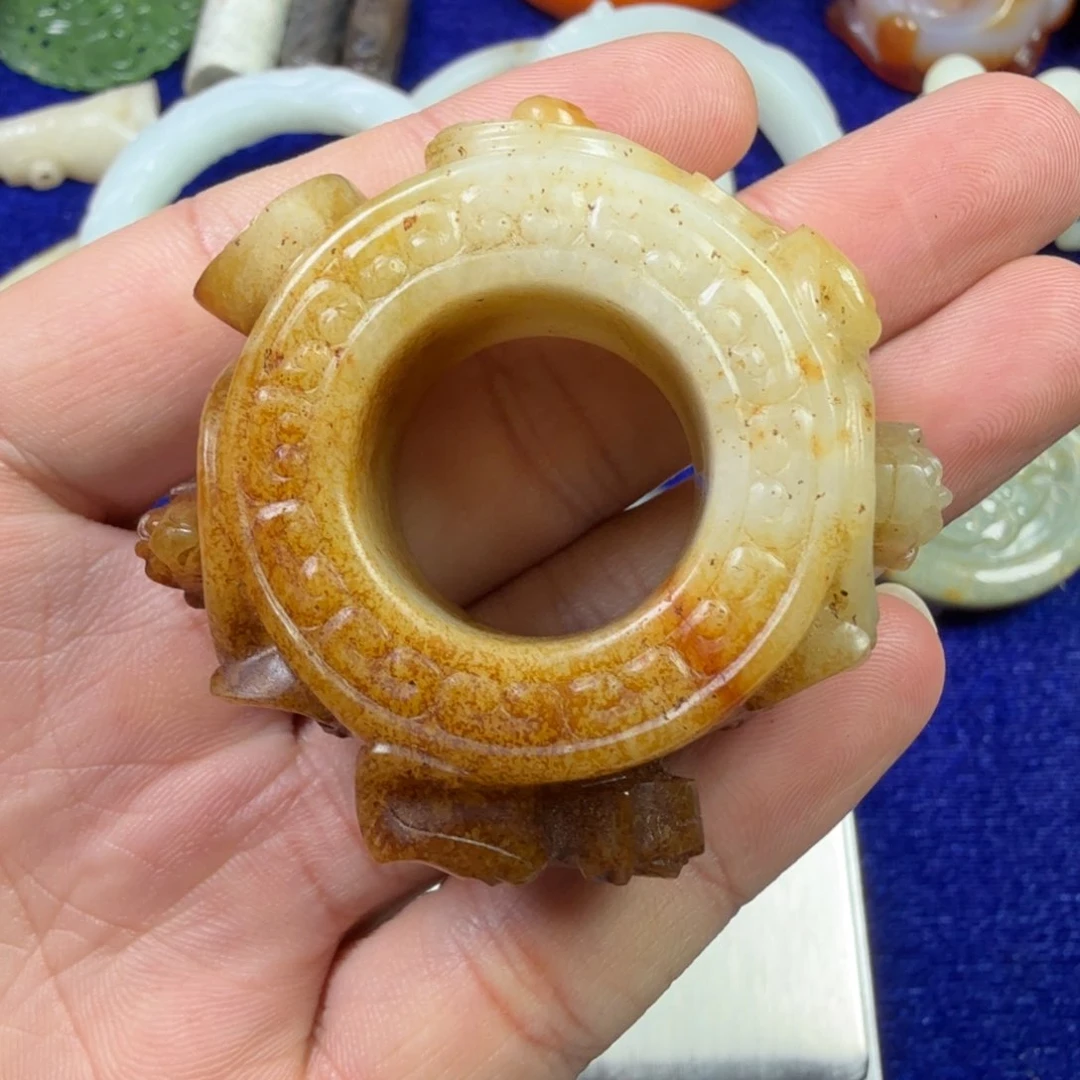 中***生和田玉扳指手把件挂件