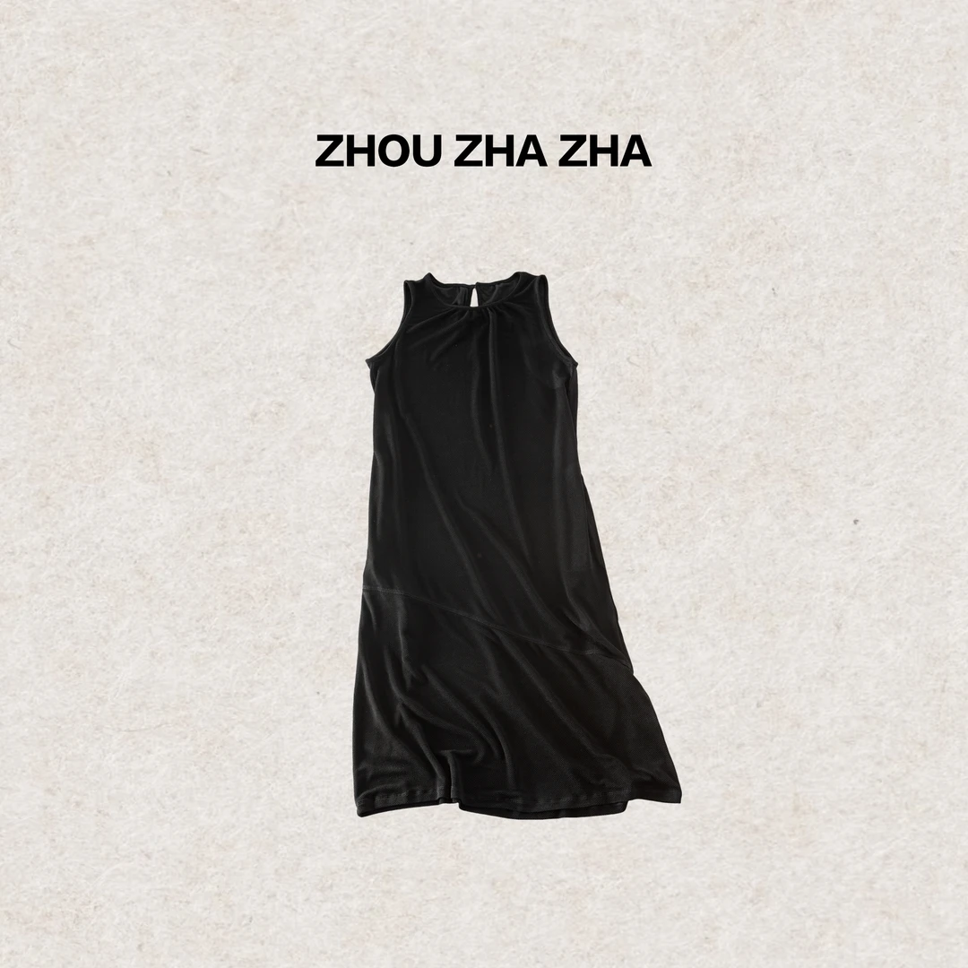 【周炸炸】INS风纯色百搭女士显瘦打底简约宽松醋酸连衣裙#252062