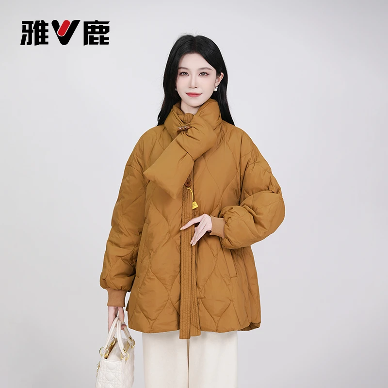 【雅鹿】新国标90白鸭绒新款时尚气质休闲减龄短款保暖女士羽绒服