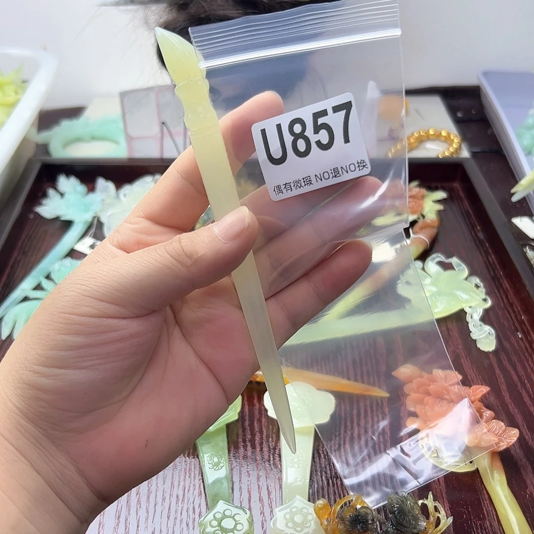 蛇纹石玉合金发饰小***啊