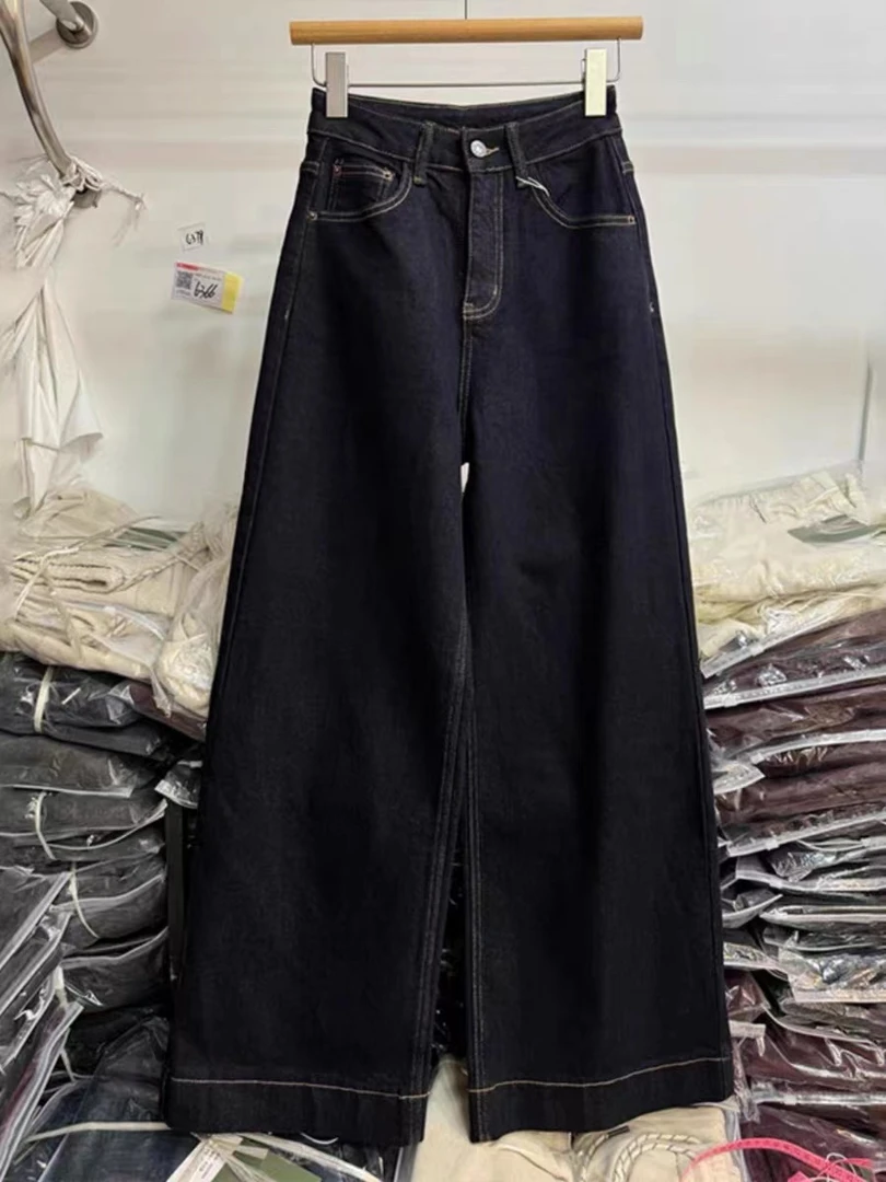 娜娜家冬季新款百搭加厚百搭牛仔直筒裤9125