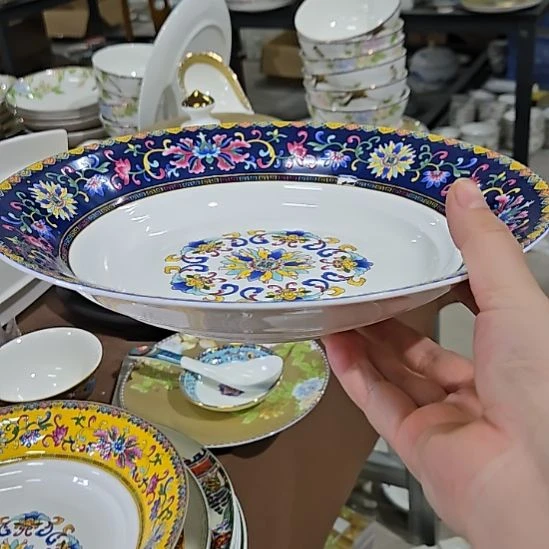 瓷片微瑕爆花10寸1个饺子盘66666