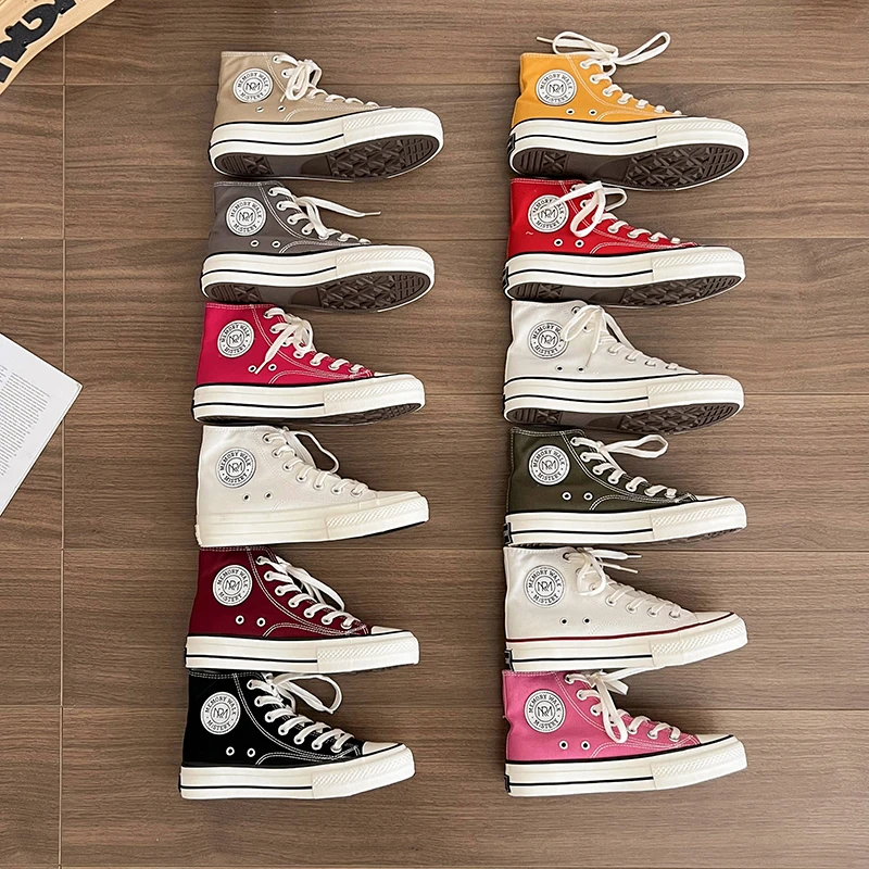 ins潮鞋韩版女鞋2025春夏新款中国风平底休闲运动通用高帮帆布鞋