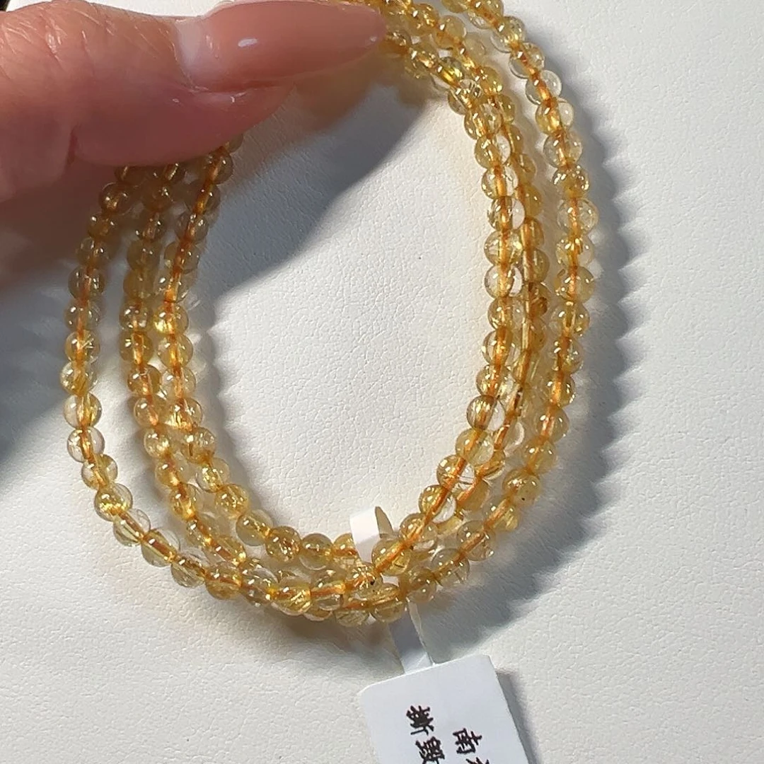 发晶手串未镶嵌天然巴西钛晶4mm透体三圈手串