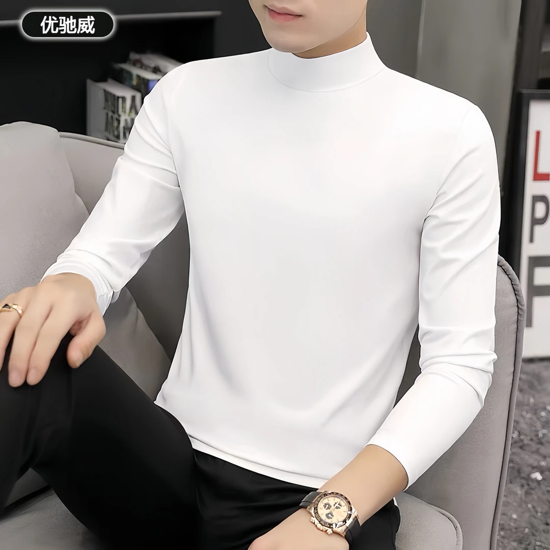 优驰威半高领打底衫长袖上衣秋冬韩版修身潮流内搭德绒上衣ins衫