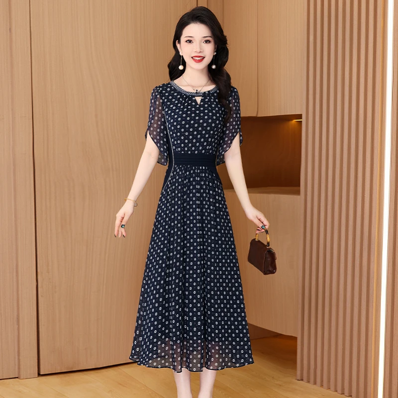 【连衣裙】25651梦晚夏季气质时尚优雅大气修身休闲显瘦连衣裙-JHY