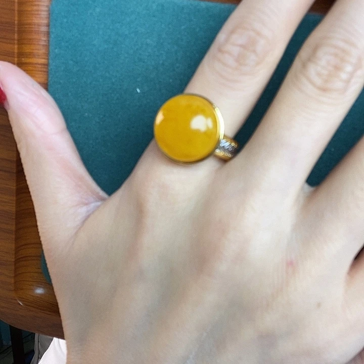 蜜蜡银S925镶嵌戒指戒指