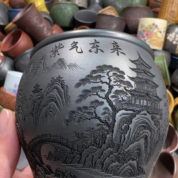 茶杯绿泥全手工紫砂