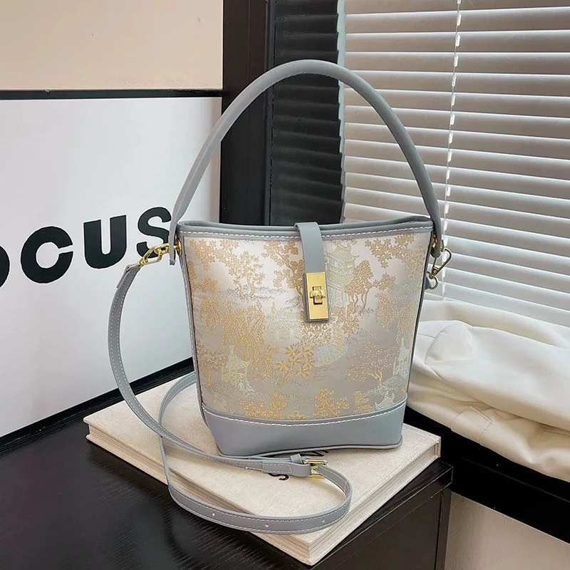 国风水桶包女diy手工编织包包手工制作改造包轻奢质感手提斜挎包